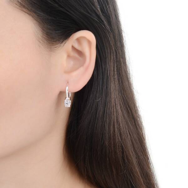 Aretes Ovalado Blanca - Plata - Imagen 2