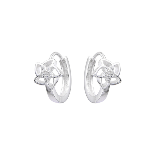 Arete Aro Flor Blanca - Plata