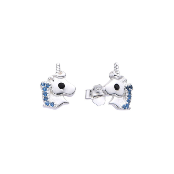 Arete Unicornio Azul - Plata