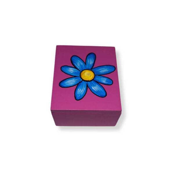 Cofre Fucsia Flor 7x8cm - Madera