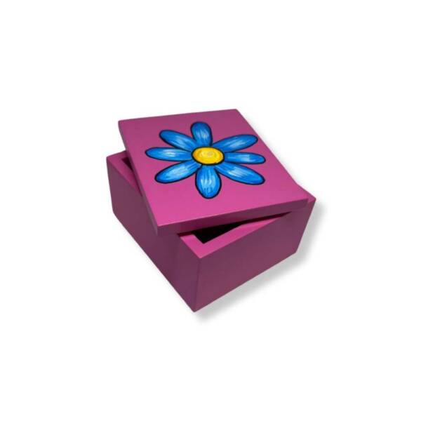 Cofre Fucsia Flor 7x8cm - Madera - Imagen 2